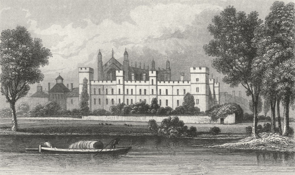 BERKS. Eton College, Berkshire, Thames. DUGDALE c1840 old antique print